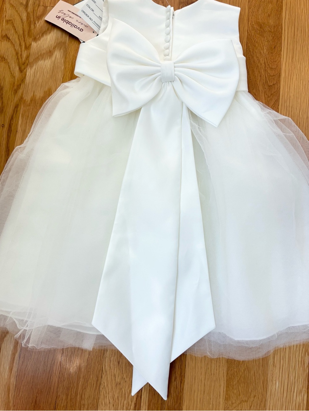 David’s Bridal Flower Baby Satin & Tulle Dress Sleeveless White Size 24M NWT - Picture 7 of 14